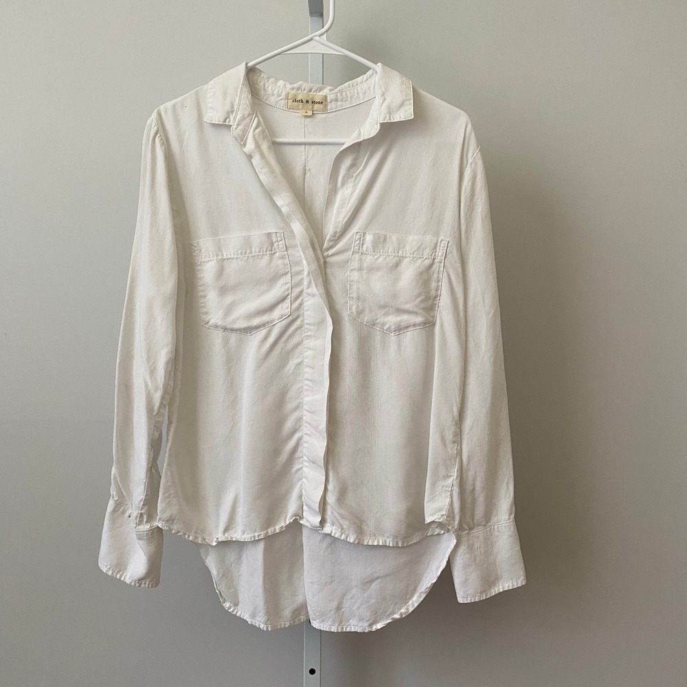 Cloth & Stone Coastal Relaxed Beachy White Button Down‎ Shirt S White